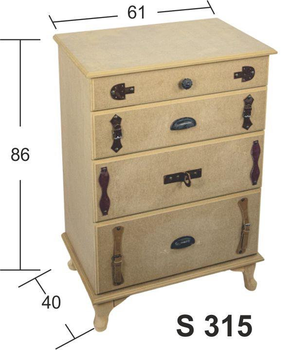 Ahşap Komodin 61x40x86cm NO:2 S-315