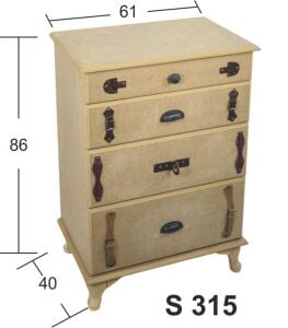 Ahşap Komodin 61x40x86cm NO:2 S-315