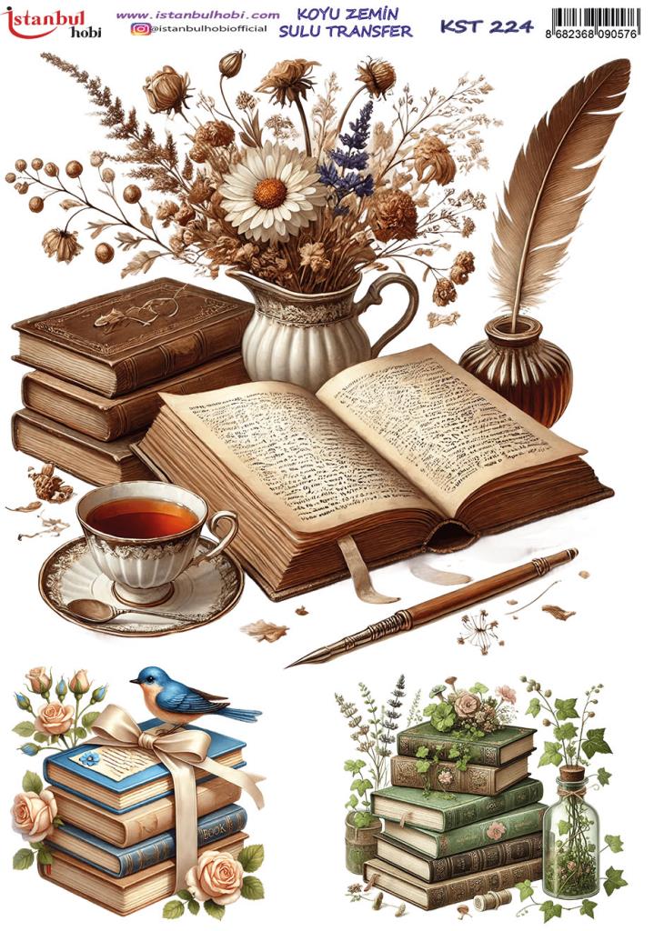 Koyu Zemin Sulu Transfer Kağıdı 25x35cm KST-224 Kitap