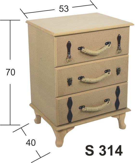 Ahşap Komodin 53x40x70cm NO:1 S-314