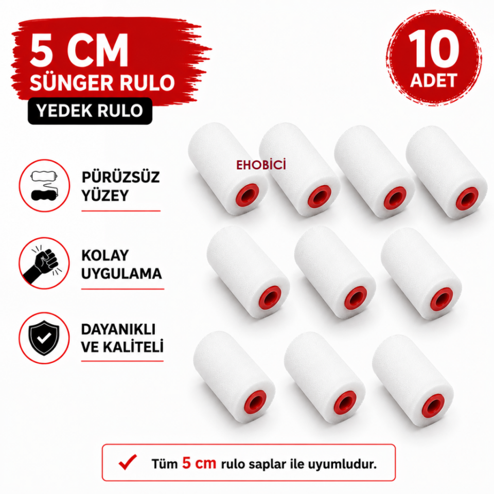 Sünger Rulo 5CM Yedek Sünger 10 lu Takım
