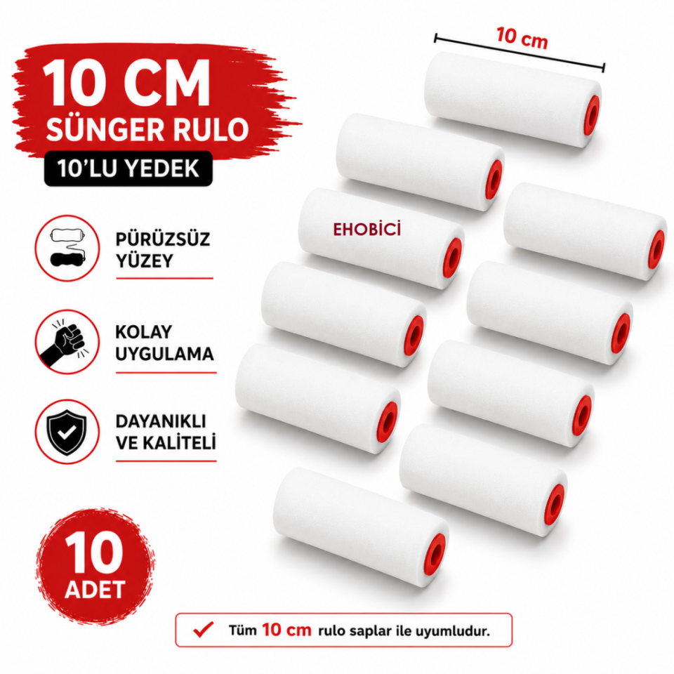 Sünger Rulo Yedeği 10CM Yedek Sünger 10 lu Takım