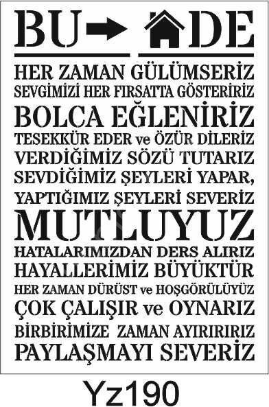 Yazı Desenler Stencil Şablon (25x35) YZ-190