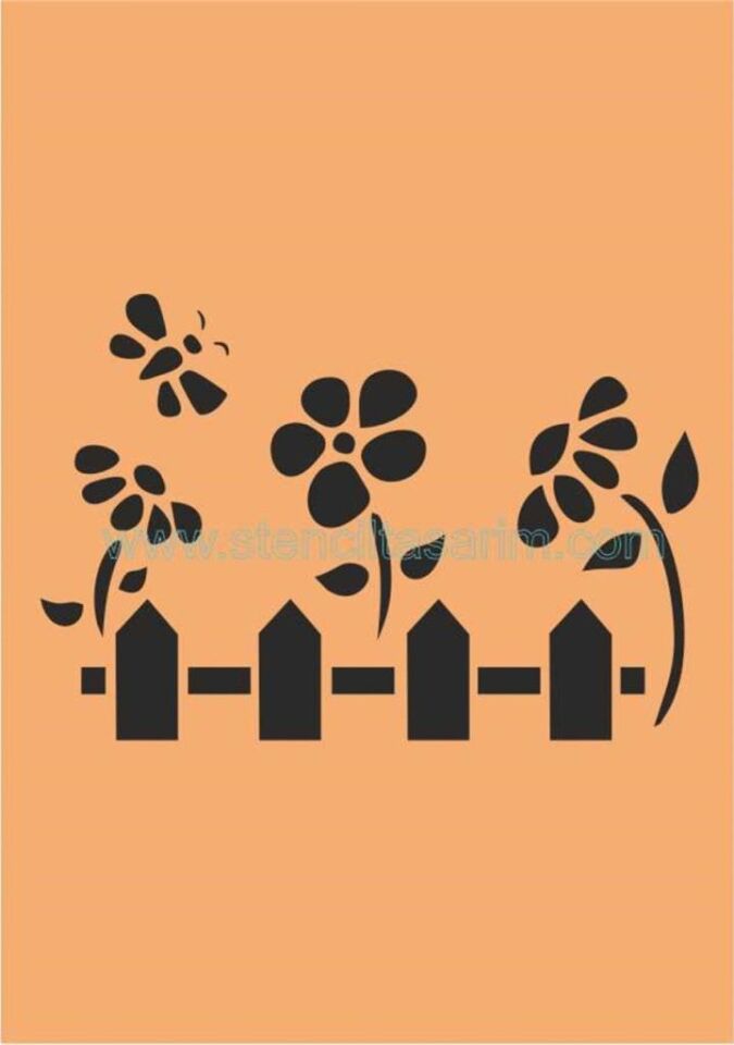 Çiçek Desen Stencil Şablon (15x20) F-029