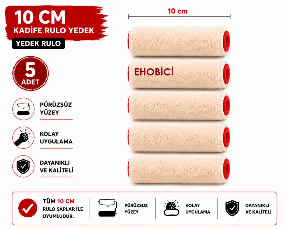 Kadife Rulo 5 li Yedek 10cm (Moher)