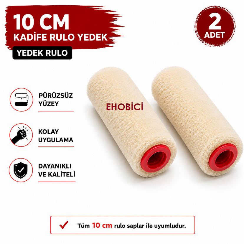Kadife Rulo 2 li Yedek 10cm (Moher)