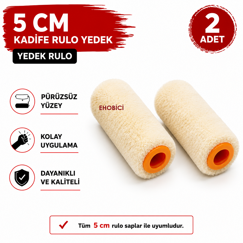 Kadife Rulo 2 li Yedek 5cm (Moher)