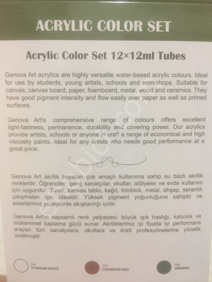 Cenova Art Akrilik Boya Seti 12 li - 12ml