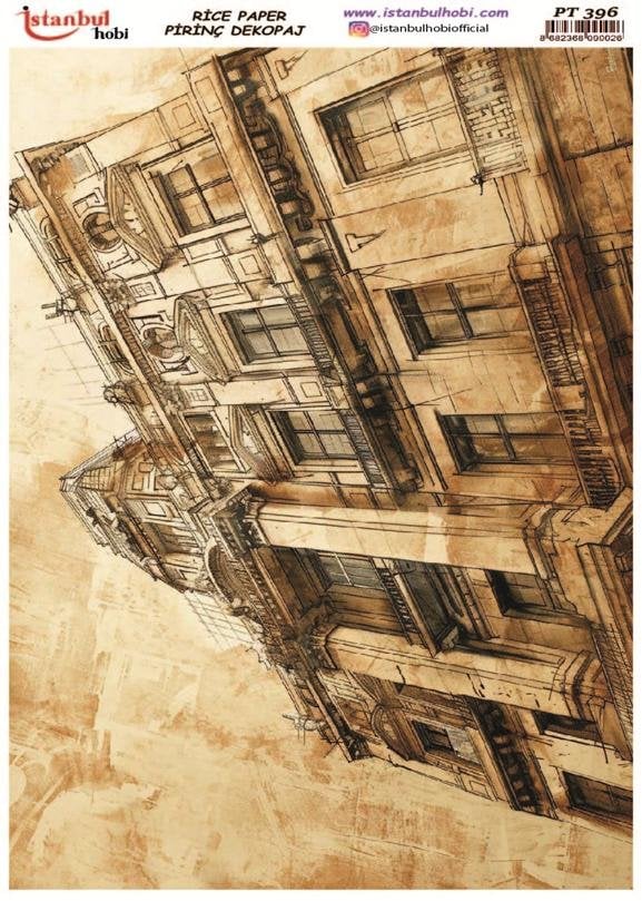 Pirinç Dekopaj Kağıdı 30x42cm PT-396 Evler