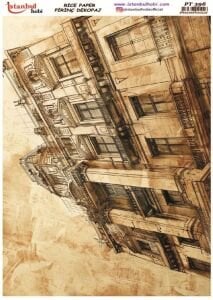 Pirinç Dekopaj Kağıdı 30x42cm PT-396 Evler