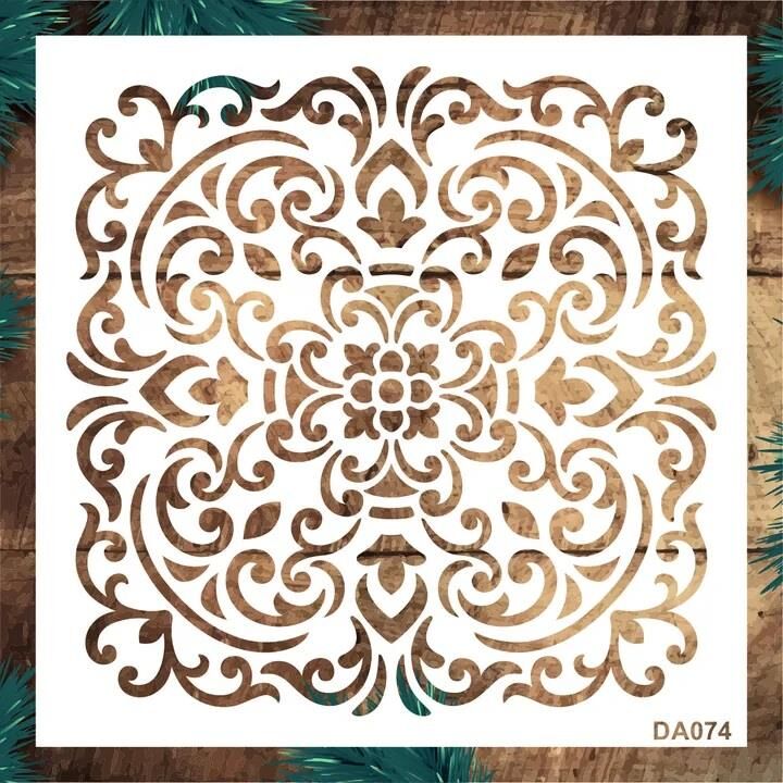 Damask Desen Stencil Şablon (25x25) DA-074
