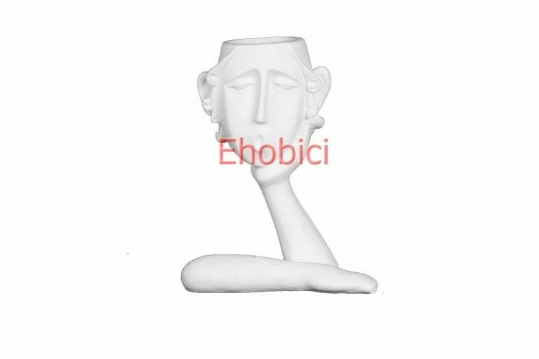 Polyester Tek Eli Yüzünde Soyut Saksı 20x16cm HYK611