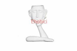 Polyester Tek Eli Yüzünde Soyut Saksı 20x16cm HYK611