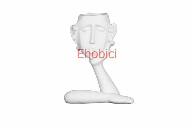 Polyester Tek Eli Yüzünde Soyut Saksı 20x16cm HYK611