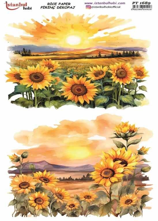 Pirinç Dekopaj Kağıdı 30x42cm PT-1689 Ayçiçeği