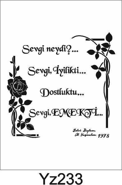 Yazı Desenler Stencil Şablon (25x25) YZ-233