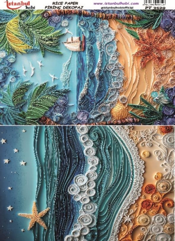 Pirinç Dekopaj Kağıdı 30x42cm PT-3529 Deniz