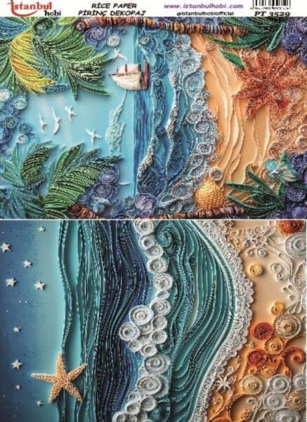 Pirinç Dekopaj Kağıdı 30x42cm PT-3529 Deniz