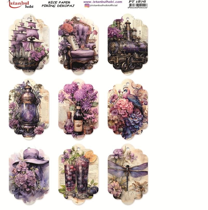 Pirinç Dekopaj Kağıdı 30x42cm PT-1876 Mor Lila Tonlar