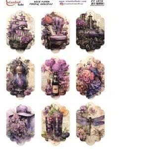 Pirinç Dekopaj Kağıdı 30x42cm PT-1876 Mor Lila Tonlar