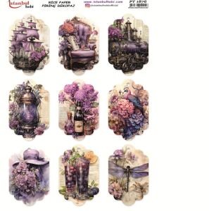 Pirinç Dekopaj Kağıdı 30x42cm PT-1876 Mor Lila Tonlar
