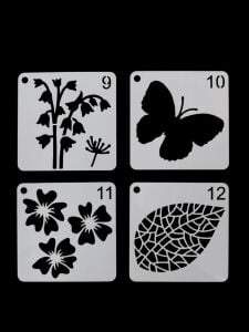 Çiçek Temalı Stencil Şablon Seti – 4 Parça (7,6 x 7,6 cm)