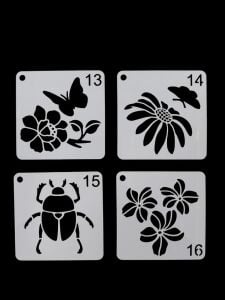 Çiçek Temalı Stencil Şablon Seti – 4 Parça (7,6 x 7,6 cm)