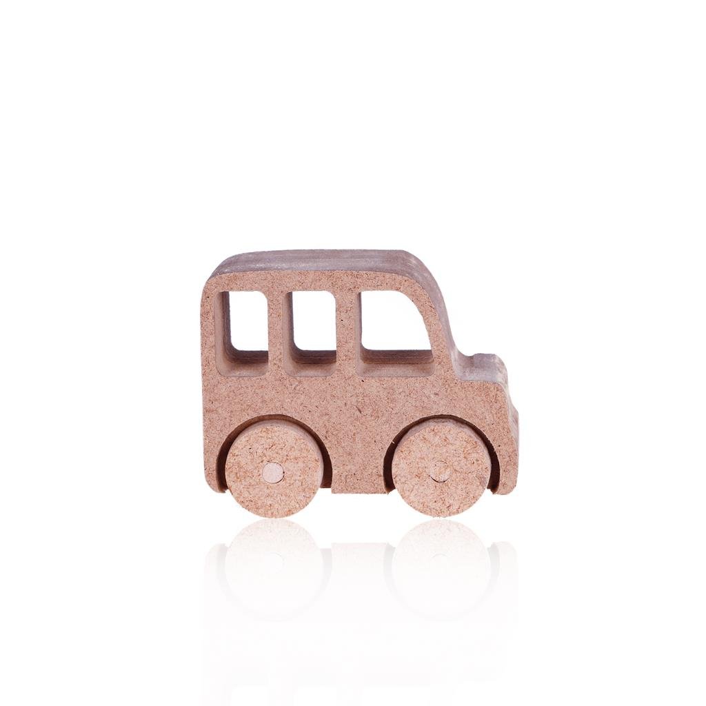 Boyanabilir Ahşap Tekerlekli Oyuncak Minibüs