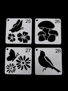 Çiçek Temalı Stencil Şablon Seti – 4 Parça (7,6 x 7,6 cm)