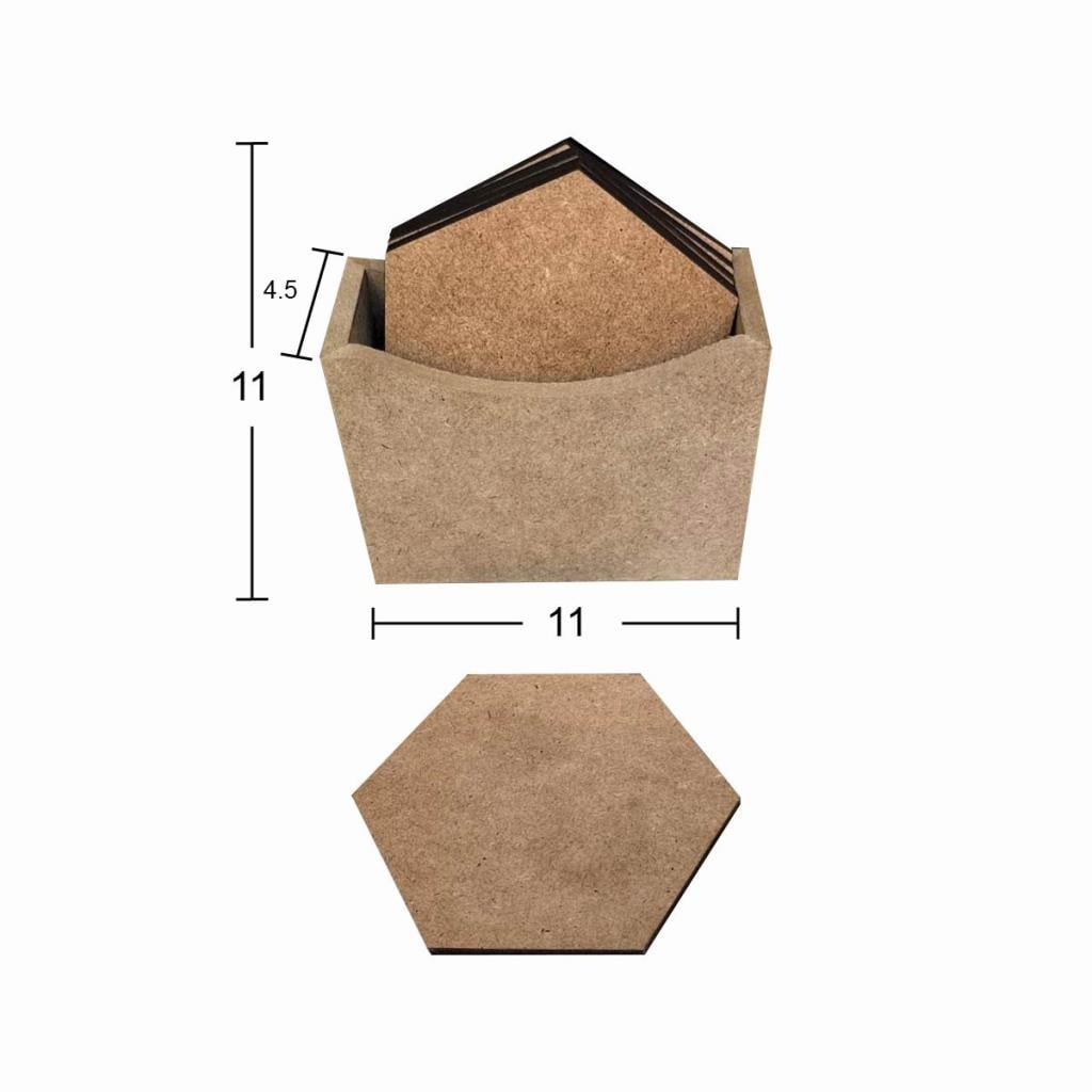 Ahşap Beşgen Bardak Altlığı 11x11cm L396