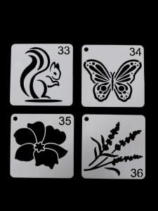 Çiçek Temalı Stencil Şablon Seti – 4 Parça (7,6 x 7,6 cm)