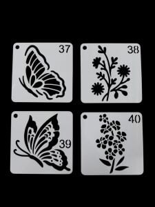 Çiçek Temalı Stencil Şablon Seti – 4 Parça (7,6 x 7,6 cm)