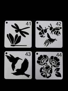 Çiçek Temalı Stencil Şablon Seti – 4 Parça (7,6 x 7,6 cm)
