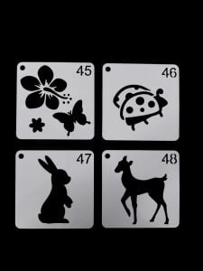 Çiçek Temalı Stencil Şablon Seti – 4 Parça (7,6 x 7,6 cm)