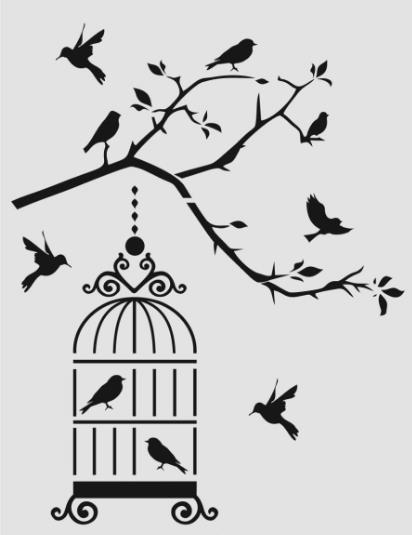 Kuş Temalı Desenler Stencil Şablon (21x30) KU-031