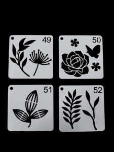 Çiçek Temalı Stencil Şablon Seti – 4 Parça (7,6 x 7,6 cm)