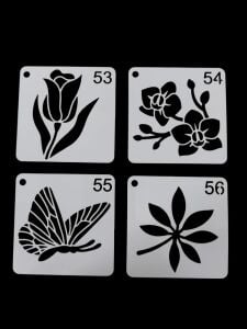 Çiçek Temalı Stencil Şablon Seti – 4 Parça (7,6 x 7,6 cm)