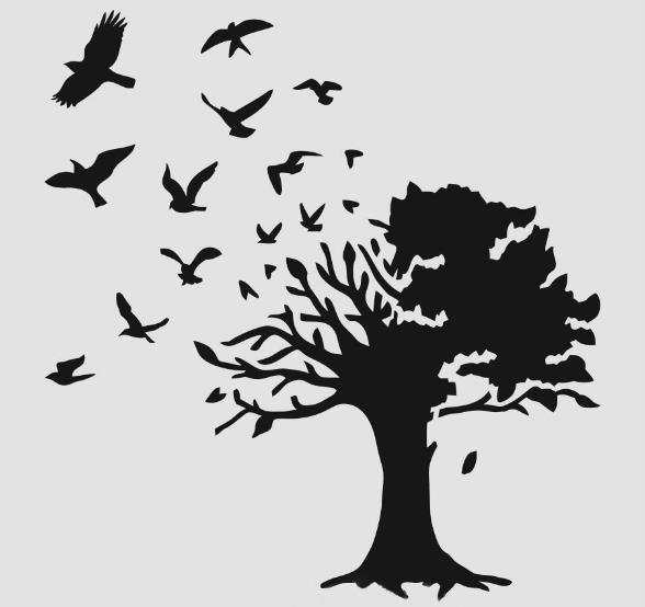 Kuş Temalı Desenler Stencil Şablon (20x20) KU-033