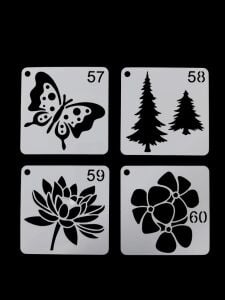 Çiçek Temalı Stencil Şablon Seti – 4 Parça (7,6 x 7,6 cm)