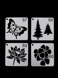 Çiçek Temalı Stencil Şablon Seti – 4 Parça (7,6 x 7,6 cm)