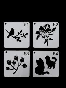 Çiçek Temalı Stencil Şablon Seti – 4 Parça (7,6 x 7,6 cm)