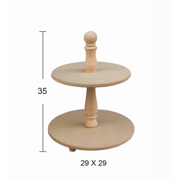 Ayaklı Yuvarlak İki Katlı Sunumluk 35x29cm SN06