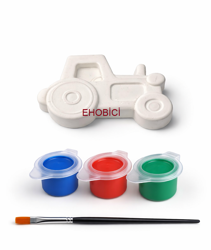 Ehobici Taş Boyama Seti Traktör 3 Renk Akrilik Boya 5ml + Fırça