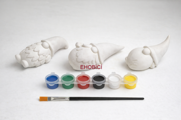 Ehobici Taş Boyama Seti Gnome Cüceler 6 Renk Akrilik Boya 5ml + Fırça