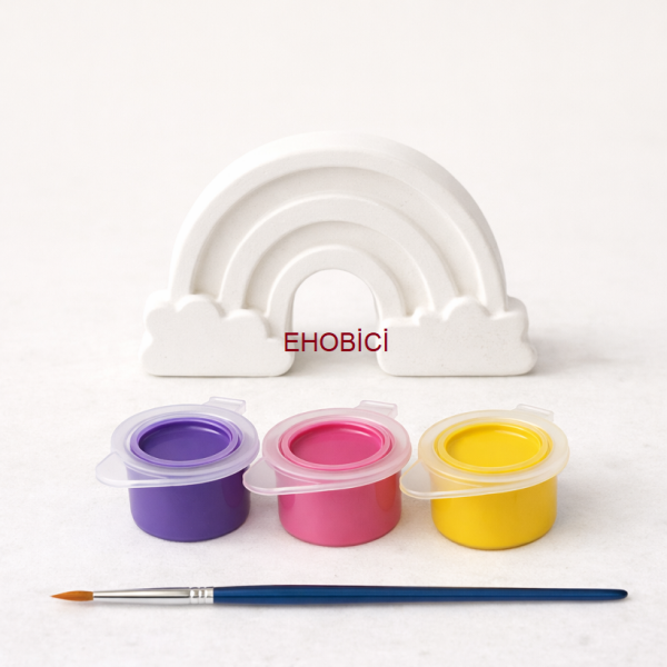 Ehobici Taş Boyama Seti Gökkuşağı 3 Renk Akrilik Boya 5ml + Fırça