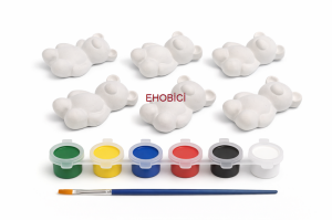 Ehobici Taş Boyama Seti Sevimli Ayıcıklar 6 Renk Akrilik Boya 5ml + Fırça