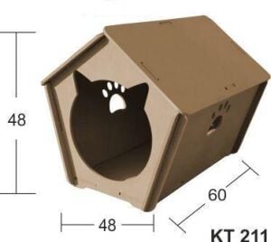 Ahşap Kedi Evi Büyük 60x48cm KT-211
