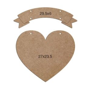 Ahşap Kalpli Pano & Kapı Süsü L114