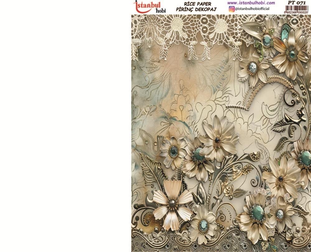Pirinç Dekopaj Kağıdı 30x42cm PT-071 Çiçekler