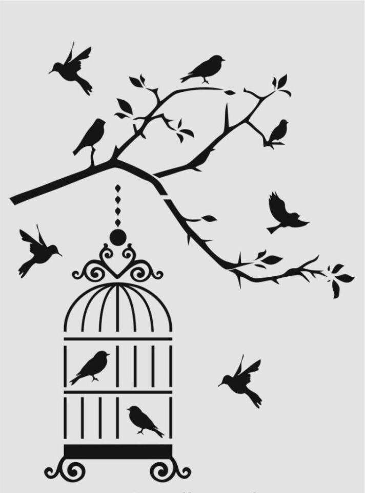 Kuş Temalı Desenler Stencil Şablon (25x35) KU-031